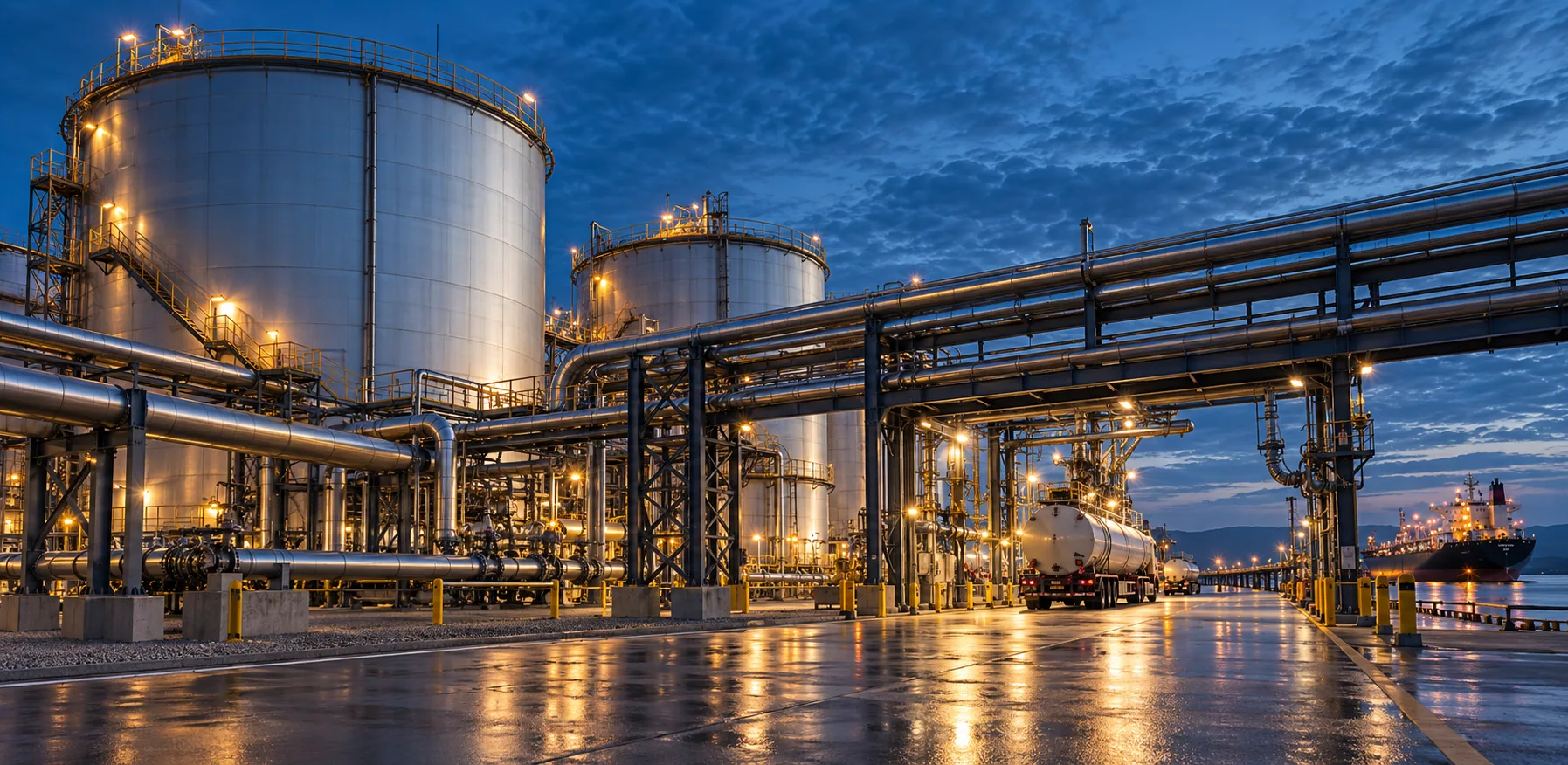 Petroleum storage tanks and transfer infrastructure
